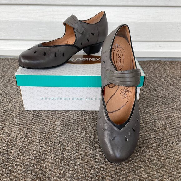 NIB Women's AETREX Rachel Mary Jane Shoes 9.5 Grey - Picture 11 of 11